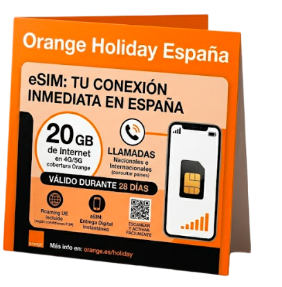 eSIM Orange Holiday España: 20 GB de Internet + Llamadas (28 días)