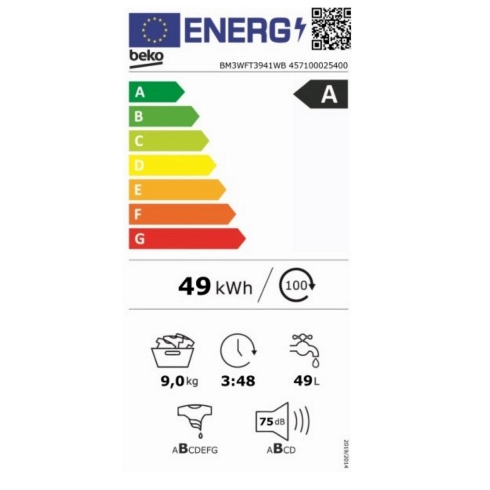 LAV C F 9KG BEKO A BM3WFT3941WB 1400RPM