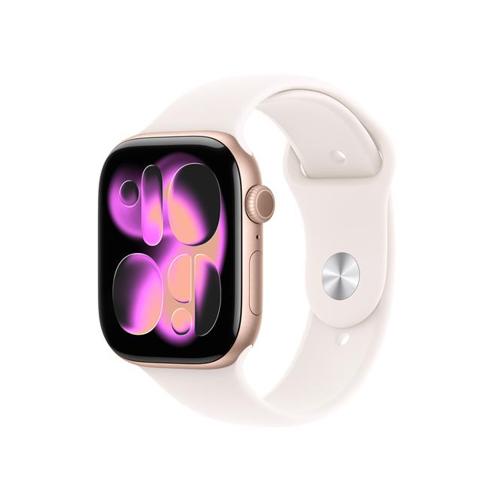 Apple Watch Series 11 GPS 46mm Rose Gold Aluminium Case with Light Blush Sport Band - M L
