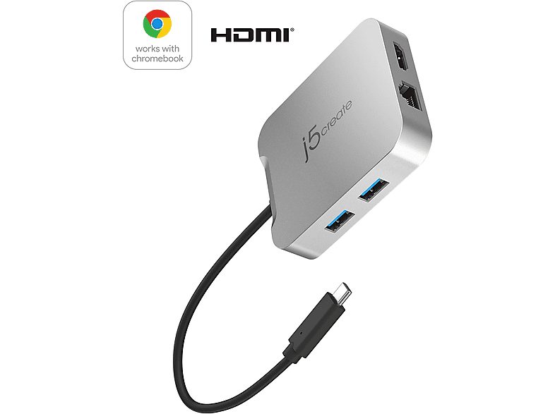 Adaptador multipuerto USB-C PD  - JCD391-N J5CREATE, Plateado