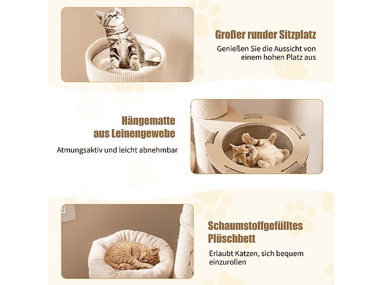 Árbol para gatos - NORTHIO 35396, para Gato, Beige