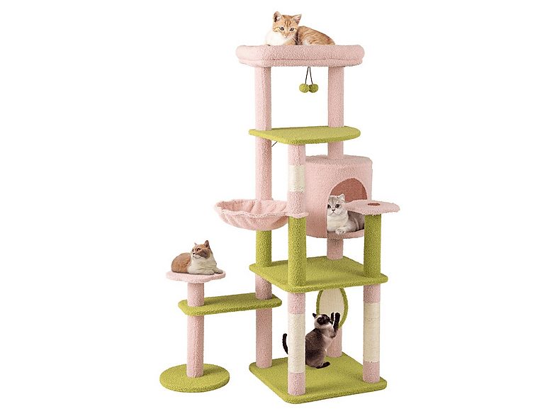 Árbol para gatos - NORTHIO 88761, para Gato, Rosa y verde