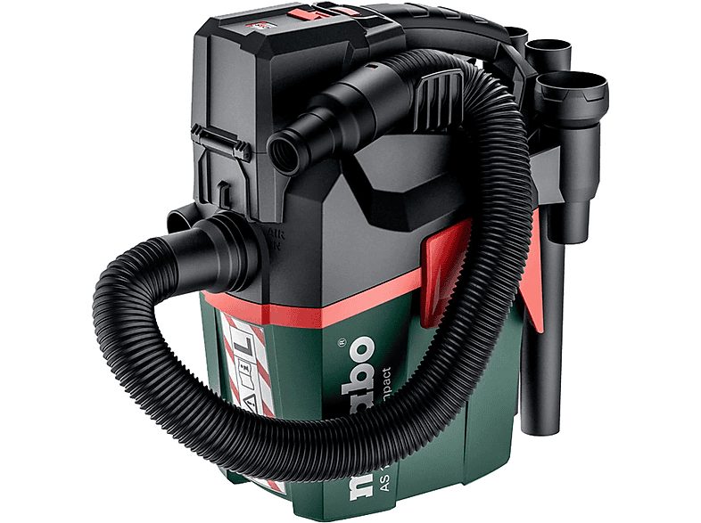 Aspirador con bolsa - METABO 602028850, 18 W, Depósito 6 l, Negro
