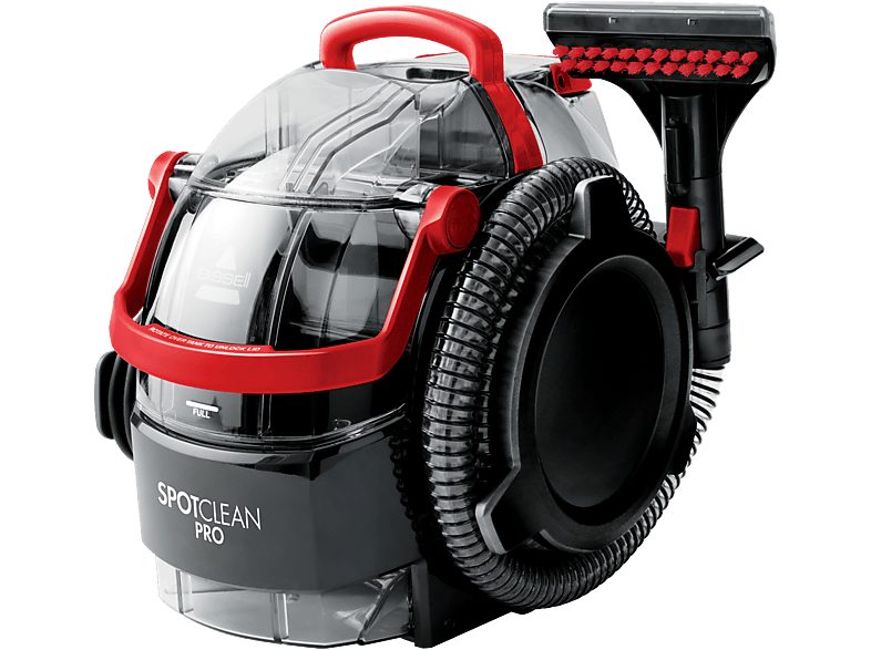 Aspirador sin bolsa - Bissell SpotClean Pro, 750 W, 2.8 l, Limpieza manchas profesional, Negro y Rojo