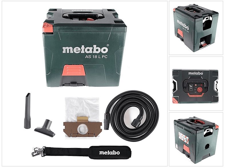 Aspirador sin bolsa - METABO 602021850, 18 W, Depósito 7,5 l, Negro
