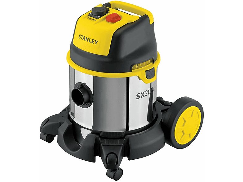 Aspirador sin bolsa - STANLEY SXVC20XTE, 1400 W, Depósito 20 l, Black,Stainless steel,Yellow