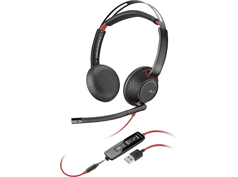 Auriculares de diadema con cable  - Blackwire 5220 Stereo USB-A Headset (Bulk) POLY, Circumaurales, Negro