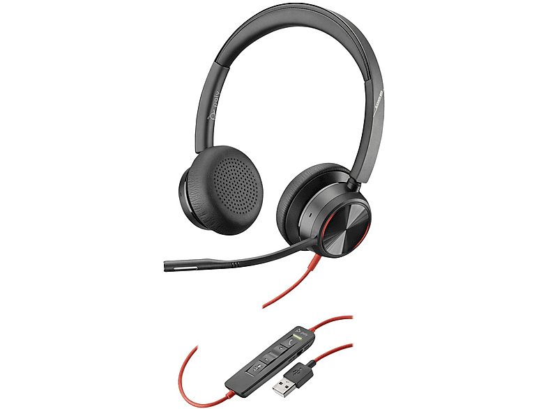 Auriculares de diadema con cable  - Blackwire 8225 USB-A Headset POLY, Circumaurales, Negro