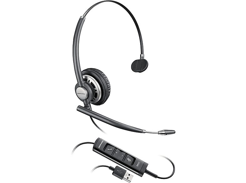 Auriculares de diadema con cable  - EncorePro 715 USB-A Monoaural Headset TAA POLY, Circumaurales, Negro