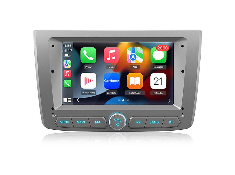 Autorradio  - 2 DIN para Alfa Romeo Mito (2008-2019) Carplay Android Auto 64GB JUNSUN, 7 "", 2*USB, Plateado/gris