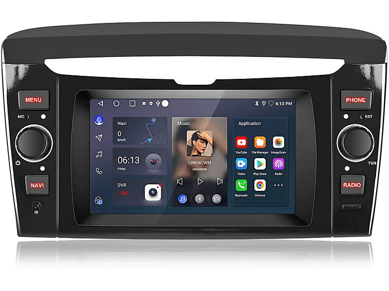 Autorradio  - 2 DIN para Lancia Ypsilon 2012-2020 CARPLAY Android Auto 2+64GB JUNSUN, 6,2 "", 2*USB, black