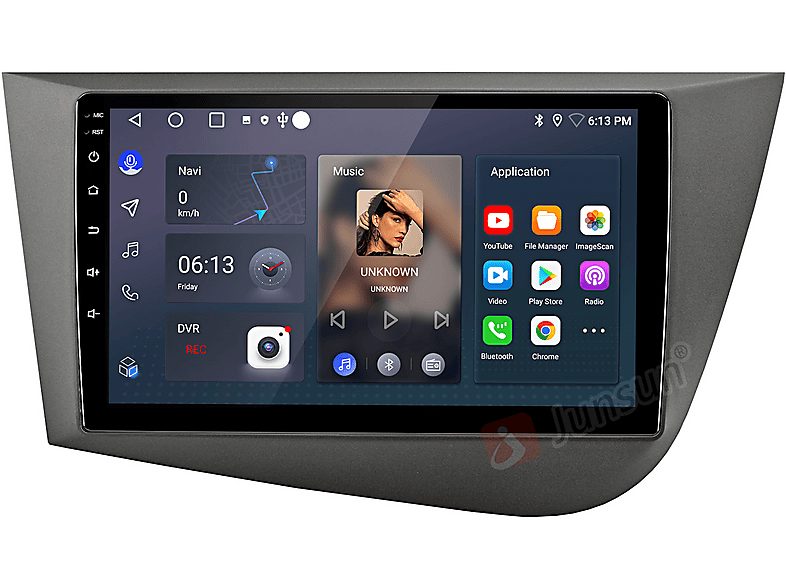 Autorradio  - 2 DIN para Seat Leon 2005-2012 CARPLAY Android Auto 2+64GB JUNSUN, 9 "", 2*USB, black