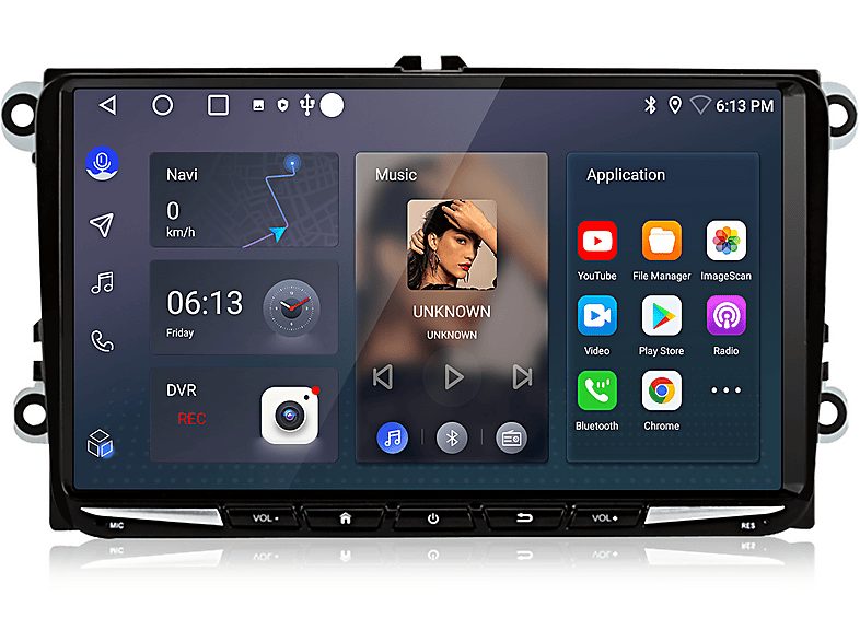Autorradio  - 2 DIN para VW GOLF 5 6 Touran Tiguan CARPLAY Android Auto 6+128GB JUNSUN, 9 "", 2*USB, black