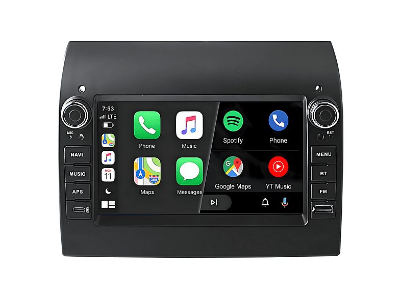 Autorradio  - Fiat Ducato Peugeot Boxer [2GB+64GB] CARPLAY SMORGR, 7 "", 2*USB, Black