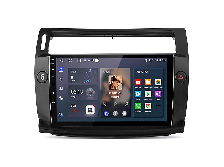 Autorradio  - Para Citroen C4 (2004-2009) Carplay Android Auto 64GB JUNSUN, 9 "", 2*USB, black