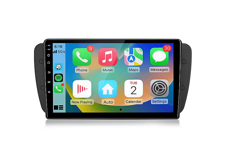 Autorradio  - Para Seat Ibiza 2009-2013 Carplay GPS Navi WIFI 2+64GB CESTOVET, 9 "", 2*USB, Black