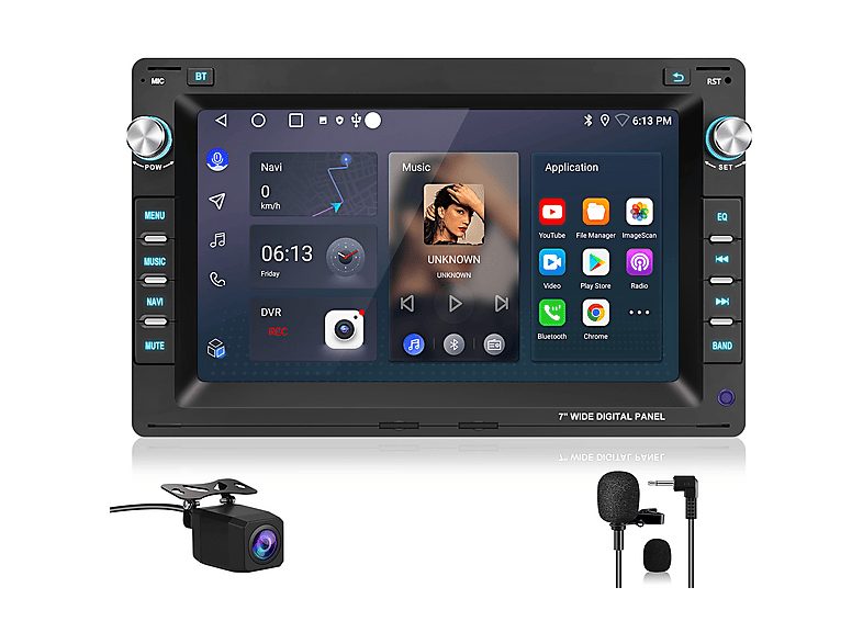 Autorradio  - Para VW Golf Polo Passat Sharan Carplay GPS NAVI 64GB +Cámara y micrófono CESTOVET, 7 "", 2*USB 1*RCA, Black
