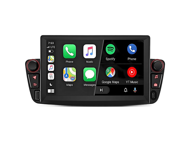 Autorradio  - Peugeot 107, Toyota Aygo, Citroen C1 2004-2014 SMORGR, 7 "", 2*USB, Black