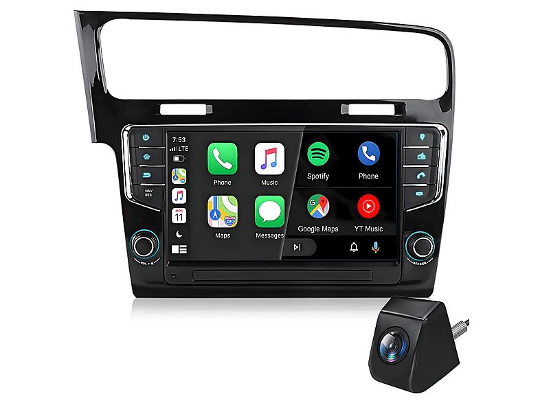 Autorradio  - VW Golf 7 2013-2017 2+64GB CARPLAY Cámara SMORGR, 7 "", 2*USB, Black