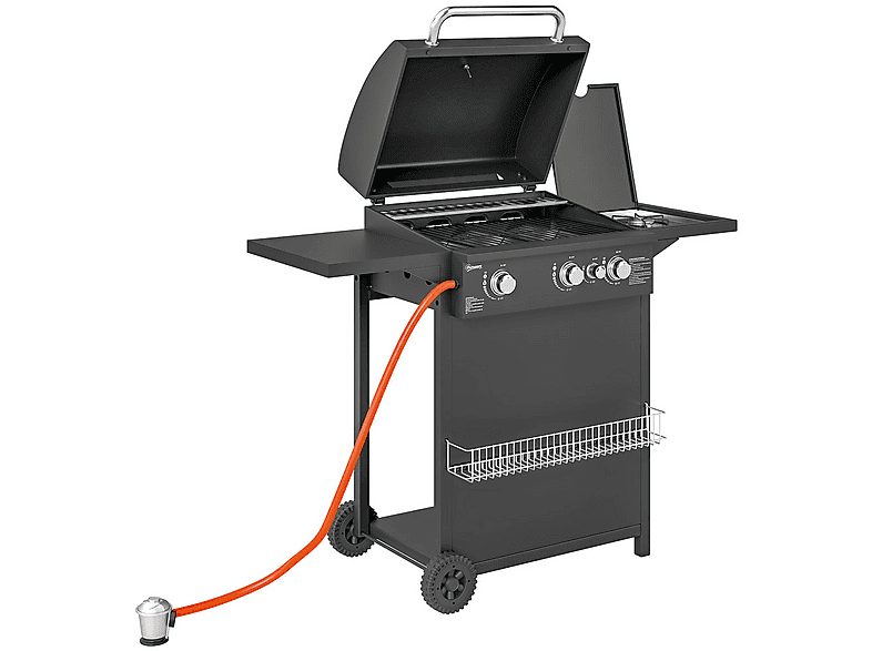 Barbacoa a gas - OUTSUNNY 846-181V40BK, 2,5 kW, Negro