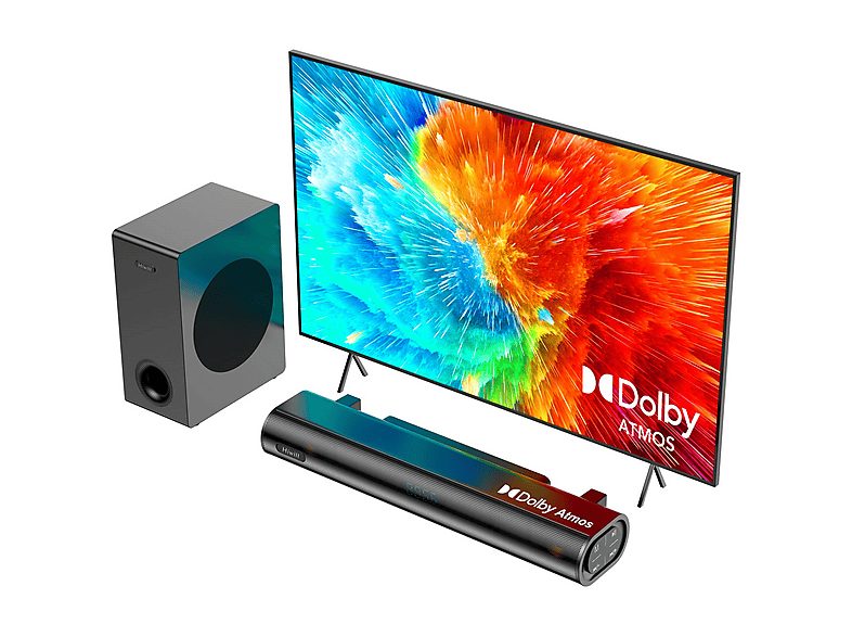 Barra de sonido con subwoofer - HIWILL A21 200W 2.1CH Nero, Subwoofer Inalámbrico, Negro