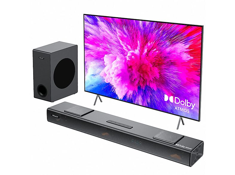 Barra de sonido con subwoofer - HIWILL A312 400W 3.1.2CH Nero, Subwoofer Inalámbrico, Negro