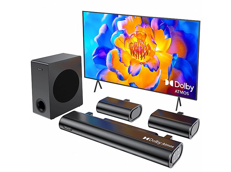 Barra de sonido con subwoofer - HIWILL A51 380W 5.1CH Nero, Subwoofer Inalámbrico, Negro