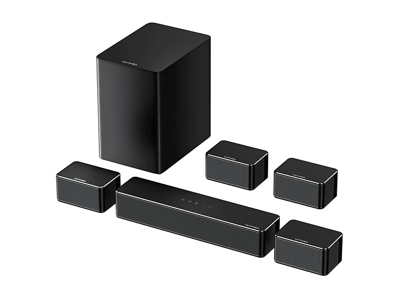 Barra de sonido con subwoofer - ULTIMEA 7.1 Barra de Sonido con Subwoofer inalámbrico y 4 Altavoces Envolventes, Bluetooth, Subwoofer Inalámbrico, Negro