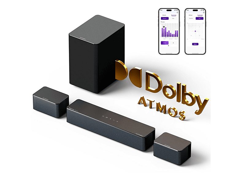 Barra de sonido con subwoofer - ULTIMEA Poseidon M4T - 5.1 Canales con Dolby Atmos, Control por App, Bluetooth, Subwoofer Inalámbrico, Negro