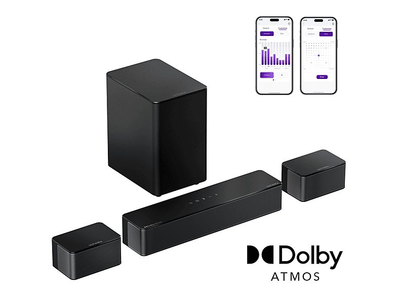 Barra de sonido - ULTIMEA Poseidon-M4T Barra de sonido 5.1 Dolby Atmos con Control por APP, Bluetooth, Subwoofer Inalámbrico, Negro