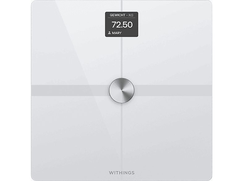Báscula de baño - WITHINGS 3700546708206, Peso máximo 200 kg, Batería/s AAA, Indicador Masa Corporal (IMC), Bluetooth, Blanco