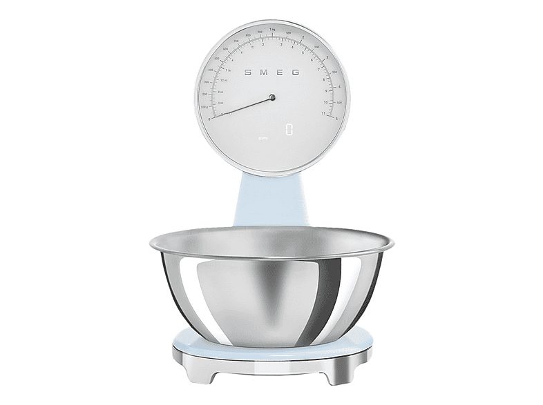 Báscula electrónica de cocina - SMEG  KSF01PBWW, 5 kg, Azul, Cromo
