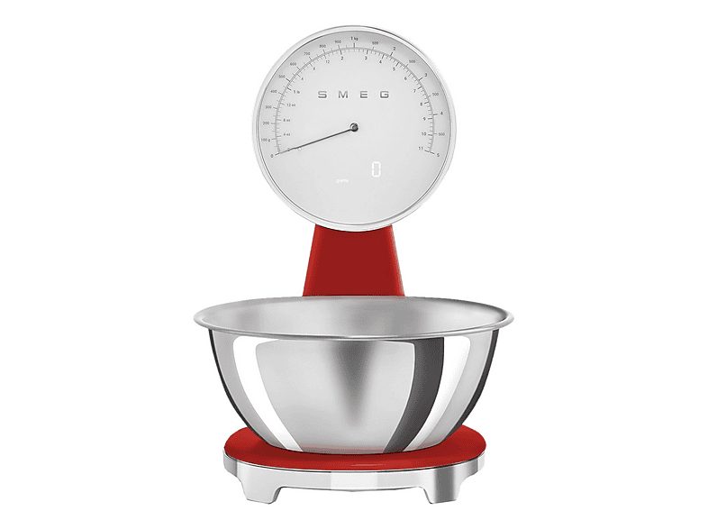 Báscula electrónica de cocina - SMEG  KSF01RDWW, 5 kg, Cromo, Rojo
