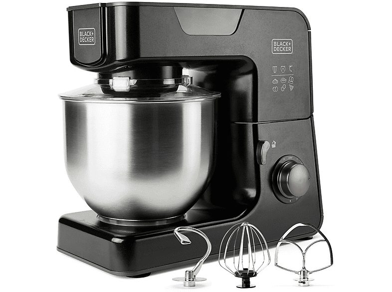 Batidora amasadora - BLACK & DECKER ES9130060B, 1000 W, 5,2 l, Negro