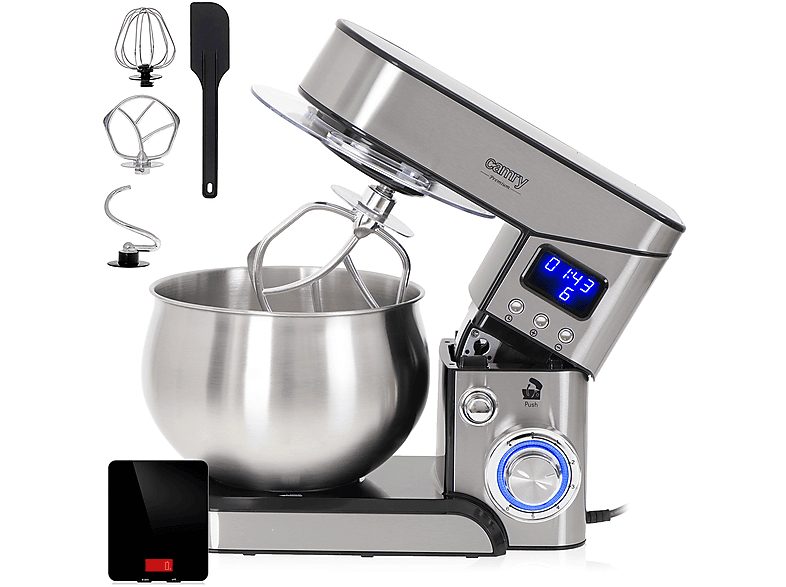 Batidora amasadora - CAMRY CR4223B, Batidora Amasadora Repostería Profesional, Robot Cocina Orbital, 5L, 6 Velocidades, Acero I, 2000 W, 6 velocidades, Plata