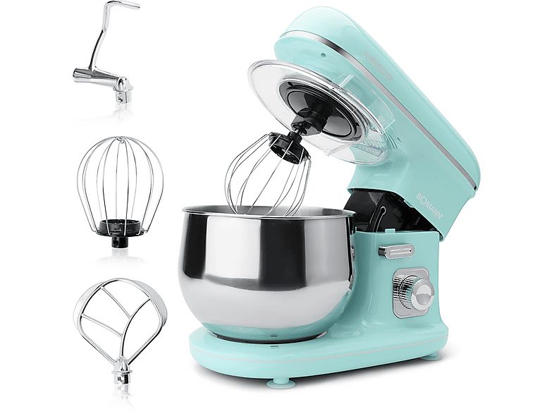 Batidora Amasadora Repostería - BOMANN KM 6030, Robot Batidora Amasadora Repostería, 5 Litros, Velocidad Regulable Electrónica, Diseño Vint, 1100 W, 5 l, Verde