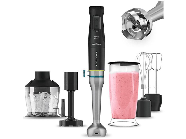 Batidora de mano - CECOTEC Katana 15 TotalDestroy Smash B, 1500 W, 21 velocidades, Negro