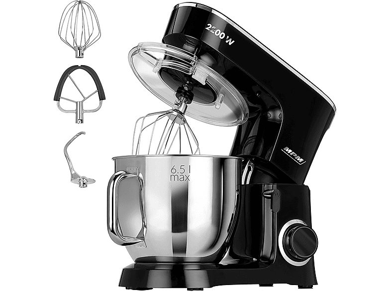 Batidora de repostería - MPM MRK-19, 2200 W, 6 velocidades, Acero Inoxidable / Negro