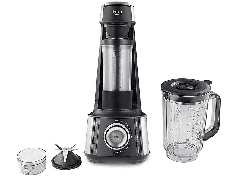 Batidora de vaso - BEKO TBV8106BX, 1000 W, 1.5 l, Negro