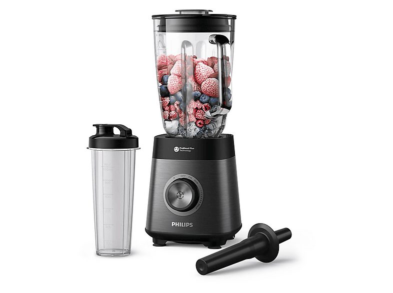 Batidora de vaso - PHILIPS HR3041/00, 1200 W, 2 l, Negro, Gris