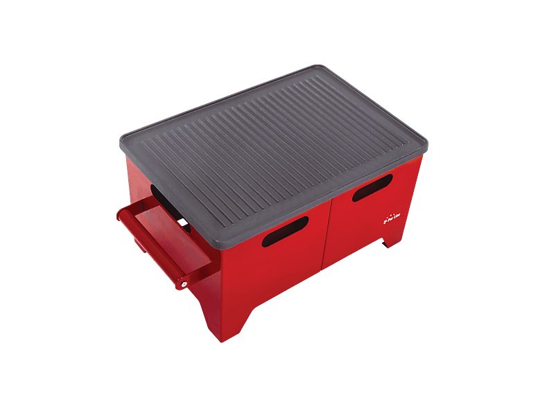 Bio-Barbacoas - PURLINE Barbacoa de etanol 1.2L en acero negro y plancha de hierro, Rojo