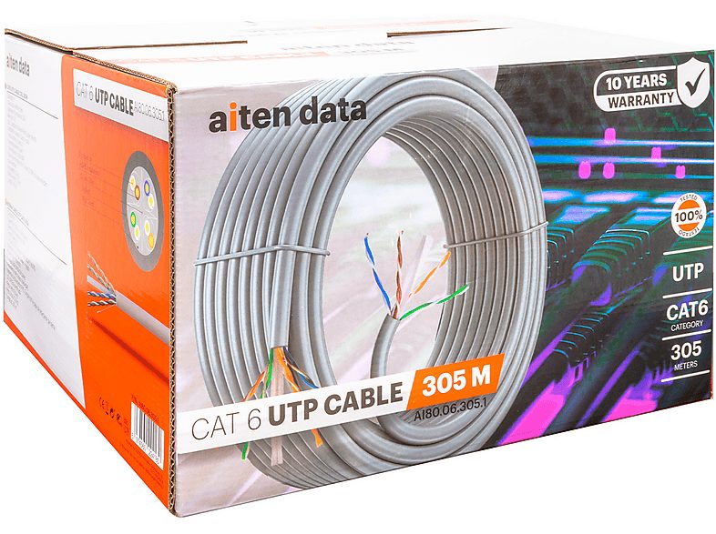 Cable de red - AITEN DATA AI80.06.305.1, Cat-6, , Gris
