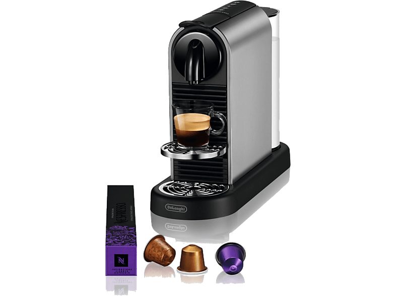 Cafetera de cápsulas - De'Longhi Nespresso® Citiz EN220.T, 1260W, 19 bar, 1 l, 4 recetas + agua hirviendo, Titan