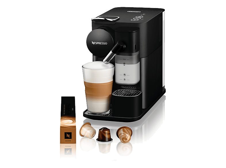 Cafetera de cápsulas - De'Longhi Nespresso® Lattissima One EN510.B, 1450W, 19 bar, 1 l, Sistema Thermoblock, depósito leche, Apagado automático, Negro
