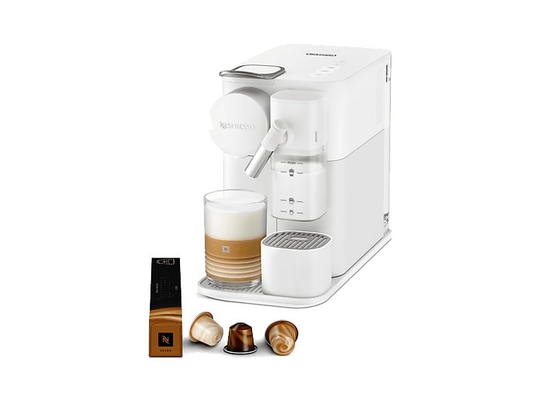 Cafetera de cápsulas - De'Longhi Nespresso® Lattissima One EN510.W, 1450W, 19 bar, 1 l, Thermoblock, depósito leche, Apagado automático, Blanco