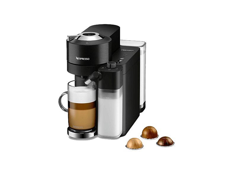 Cafetera de cápsulas - De'Longhi Nespresso® Vertuo Lattissima ENV300.B, 1500 W, 1.6 l, Depósito de leche, Calentamiento 30s, Negro