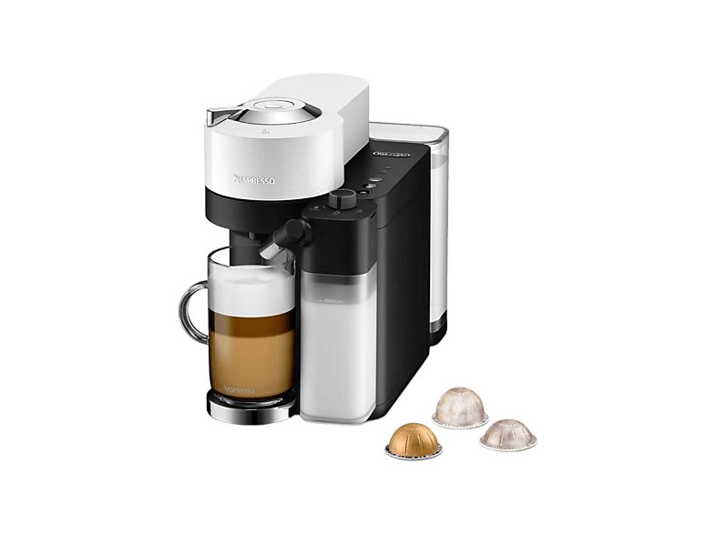 Cafetera de cápsulas - De'Longhi Nespresso® Vertuo Lattissima ENV300.W, 1500 W, 1.6 l, Depósito de leche, Calentamiento 30s, Blanco