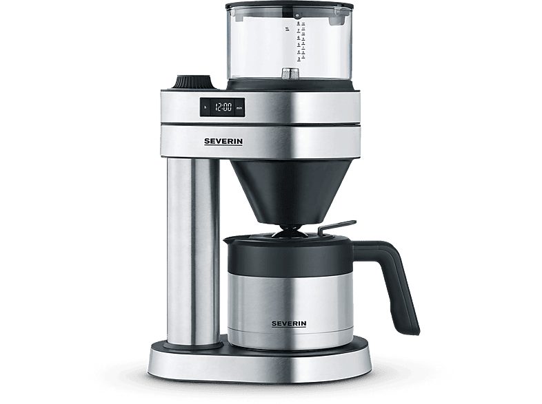 Cafetera de filtro - SEVERIN KA 5763, 1580 W, 1 l, 8 tazas, Cepillado