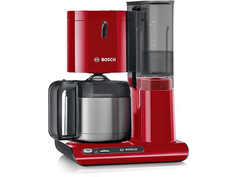 Cafetera de goteo - BOSCH TKA8A054, 1100 W, 1,1 l, 8 tazas, Rojo