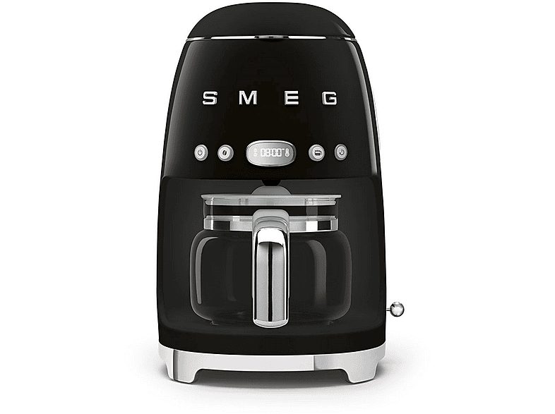Cafetera de goteo - Smeg DCF02BLEU, 50's Style, 1050 W, 10 tazas, 1.4 l, 8 funciones, Filtro permanente, Negro